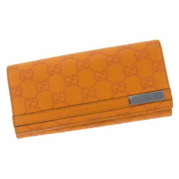 Gucci Wallet Purse Guccissima Orange Black Woman Authentic Used Y1956 - Picture 1 of 6